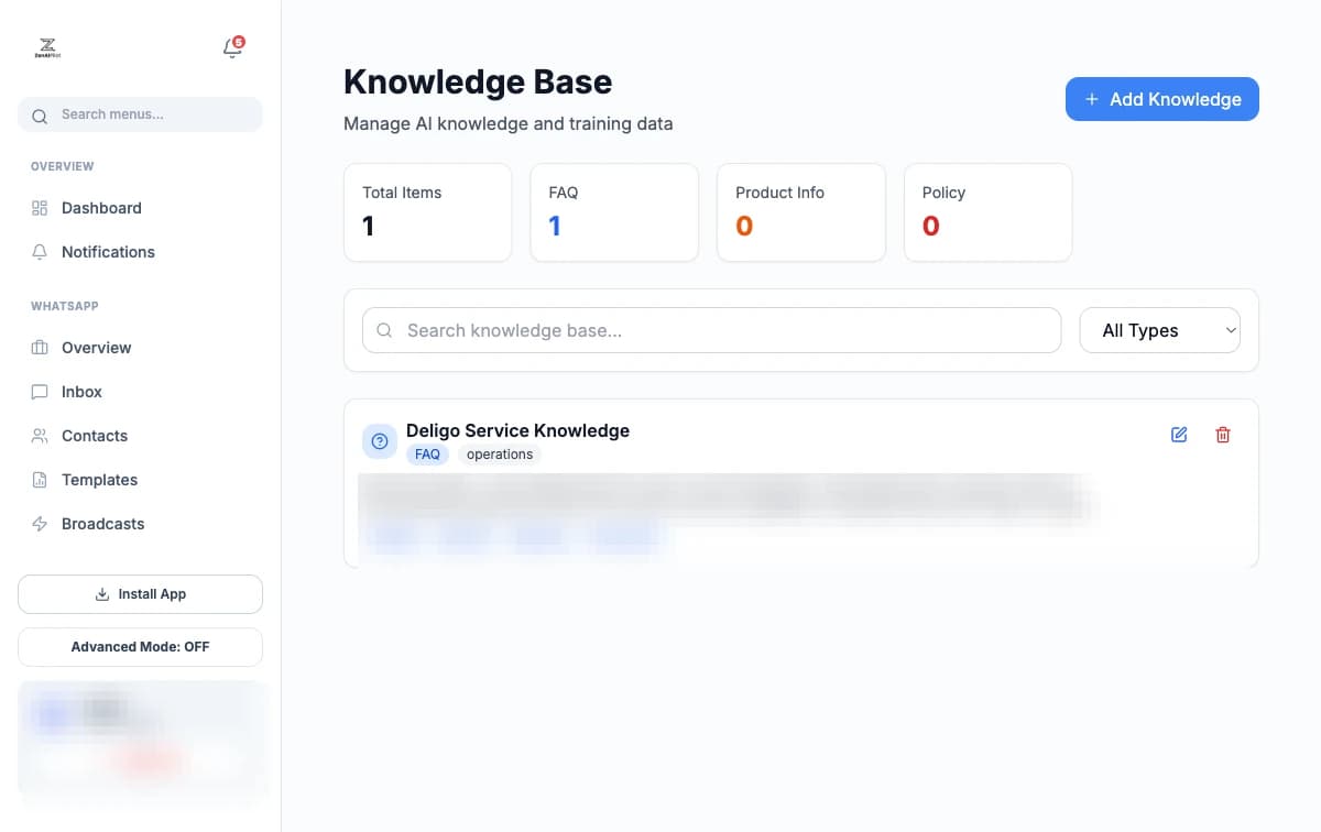 ZenAIPilot AI knowledge screenshot